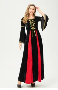 Medieval Renaissance Witch Dress Halloween Costume Vintage Gothic Long Gown Party Apparel