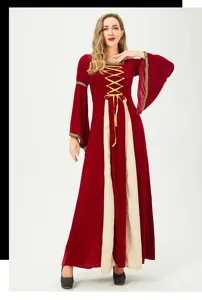 Medieval renaissance vintage dress gothic women costume long sleeve elegant party gown