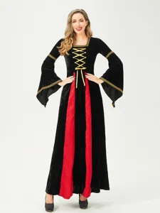 Medieval Renaissance Gothic Witch Dress Vintage Long Halloween Costume for Women