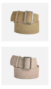 Premium wide suede leather belt for women vintage retro pin buckle waist strap dress accessory