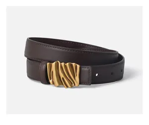 Women's genuine leather belt retro metal irregular buckle casual pants accessory fashion