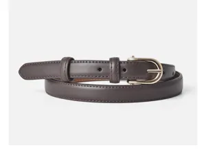 Women genuine leather fashion minimalist commuting versatile belt, elegant golden buckle.