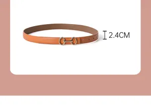 Dettagli della cintura da donna in pelle marrone con fibbia a morsetto dorata 2.4cm