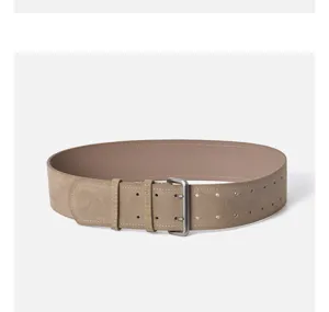 Women suede wide waist belt double prong buckle retro jeans decorative strap stylish