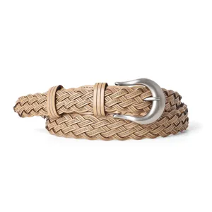 Retro woven women belt stylish pin buckle leather belt for casual jeans and skirt view