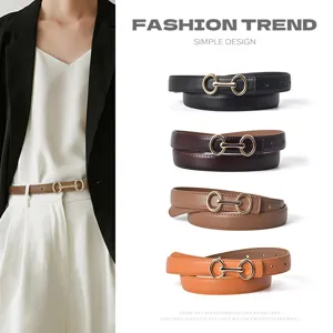 Cintura in Vera Pelle Minimalista Per Donna Elegante Fibbia in Metallo Cintura Casual Per Vestiti Jeans Fascia di Moda