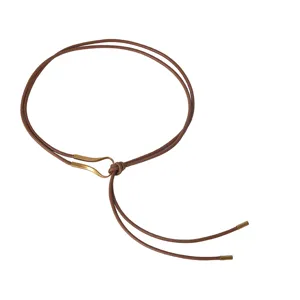 Women PU Faux Leather Rope Belt Elegant Knotted Waist Chain Metal Buckle Decorative