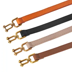 Genuine leather bag strap replacement with stylish metal clasp, 4 color options available.