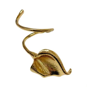Vintage gold metal calla lily flower winding cuff bracelet elegant statement jewelry accessory