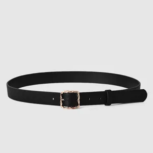 Zwarte gewatteerde damesriem met gouden kettinggesp, veelzijdige tailleband voor jurk jeans.