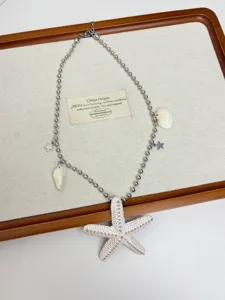 Bohemian ocean style starfish pendant necklace for women vacation clavicle chain jewelry