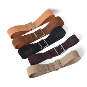 Women wide suede belt metal pin buckle casual dress waist belt fashion accessory.