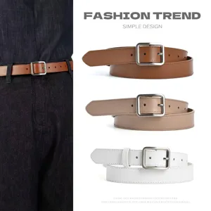 Women's Casual Genuine Leather Belt Simple Metal Pin Buckle For Jeans Dress Pants Waist Belt Fashion Accessories
