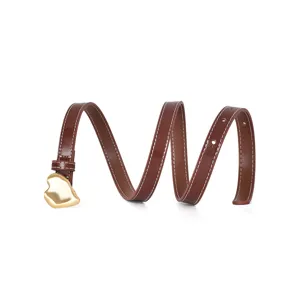 American style women genuine leather belt with gold heart buckle for women versatile