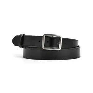 Women genuine leather belt black pin buckle casual dress jeans waist belt accessory