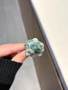 Nahaufnahme des bohemian ozean stil schnecken muschel ring mit glitzernden kristall sternen.