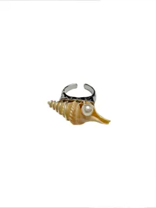 Böhmerischer Ozean Stil Muschel Ring Naturperle Verstellbarer Offener Ring Schmuck