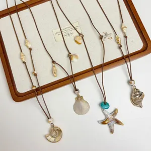 Bohemian ocean style seashell starfish necklace adjustable beach choker neck jewelry for women