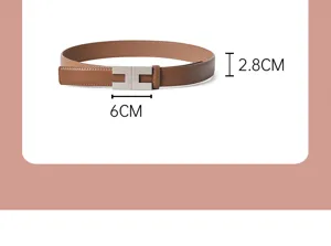Women genuine leather belt with alloy buckle, elegant brown waist belt for dress daily wear.