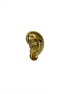 Broche d'oreille en métal doré, épingle sculpturale surréaliste abstraite pour femme.