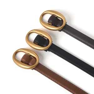 Women's Genuine Leather Belt Simple Casual Smooth Buckle Waistband Fashion Daily Accessory