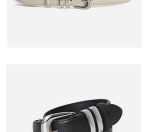 Close-up detail of women leather belt with silver buckle, casual style for jeans and skirts.