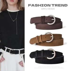 Women's Matte Genuine Leather Belt Retro Pin Buckle Casual Versatile Jeans Dress Belt For Women Fashion Accessories