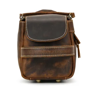 Vintage crazy horse leather toiletry bag, brown travel wash bag and cosmetic organizer.