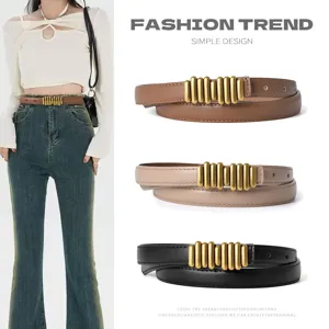 Women's Genuine Leather Belt Casual Versatile Metal Buckle Waist Belt Fashion Decorative Waistband For Jeans Dress