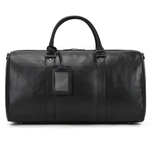 Hommes Grande Capacité Cuir Véritable Sac de Voyage Vintage Rétro Affaires Duffle Bag Sac à Main Imperméable