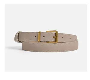 Premium suede leather women belt with vintage metal buckle for casual jeans and dresses.