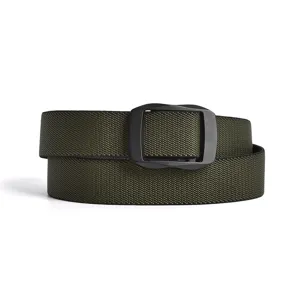 Durable tactical nylon belt for men, military training belt with solid black buckle.