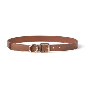 Dames retro echt lederen riem met stijlvolle metalen gesp en ring ontworpen voor dagelijks.