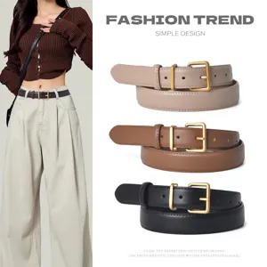 Women Retro Genuine Leather Belt Minimalist Casual Suit Pants Belt Alloy Pin Buckle Daily Fashion Waist Accessories
