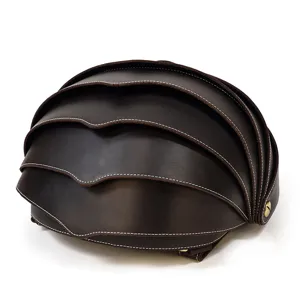 Unique beetle shell leather backpack for men, creative multi-layer armor style casual daypack.