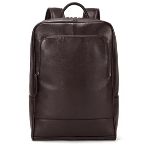 Men's luxury leather business backpack casual laptop travel daypack brown color bag
