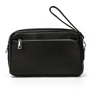 Sac Bandoulière en Cuir Véritable pour Hommes Vintage Grande Capacité Sac Bandoulière Multifonctionnel Business Pochette Sac à Épaule