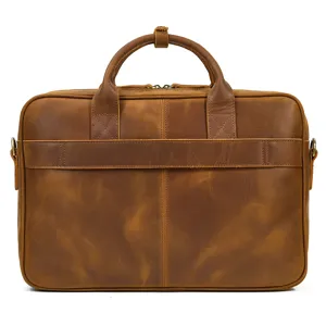 Men vintage genuine leather briefcase business laptop bag casual shoulder messenger bag