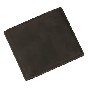 Herren Vintage braune echte Crazy Horse Leder Geldbörse mit feinen Nahtdetails.