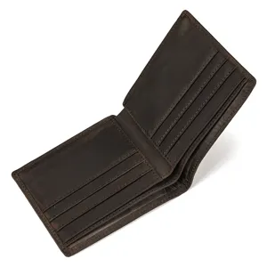 Detailansicht der Herren Echtleder Geldbörse mit Kartenfächern im klassischen Vintage Look.