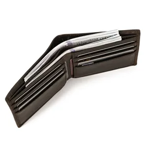 Herren Echtleder Geldbörse Bifold mit mehreren Kartenfächern und Geldfach im Vintagestil.