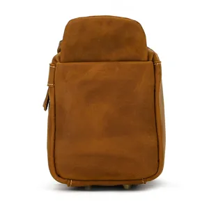 Vintage genuine crazy horse leather toiletry bag, multi-functional travel cosmetic storage pouch.
