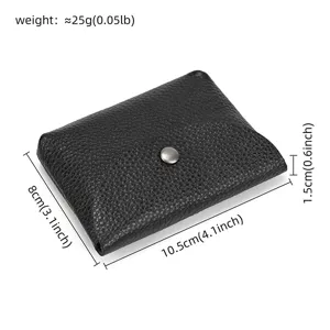 Genuine leather snap coin purse and card holder for men and women, compact minimalist style.
