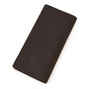 Herren Echtleder lange Geldbörse dunkelbraun Retro Multi-Kartensteckplatz Detailansicht