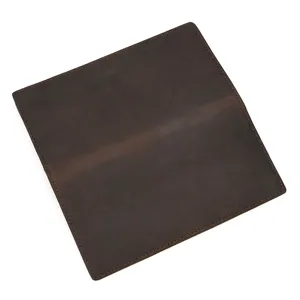 Echtes Leder langes Portemonnaie für Herren in dunklem Braun, retro Bifold Design.