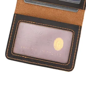 Vintage genuine leather card holder crazy horse leather wallet slim ID badge holder pocket