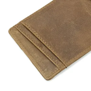 Vintage echtes Leder Kartenetui minimalistische Crazy Horse Leder Kartenhuelle Detail