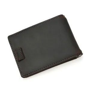 Vintage braune Leder Bifold Geldbörse Geldklammer minimalistisch Herren Kartenetui Tasche