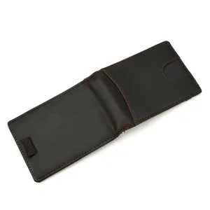 Minimalistisches Echtleder Bifold Portemonnaie und Geldklammer, Vintage Rindsleder Kartenetui.