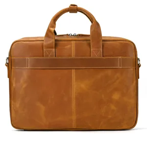 Vintage men's genuine leather briefcase business laptop handbag shoulder messenger bag